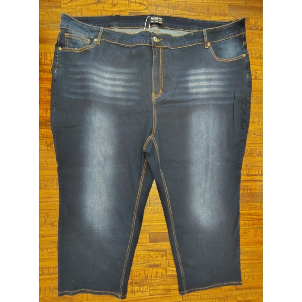 Bloomchic Denim Women Plus Size 30 Dark Wash Capri Jeans Stretch Cropped‎ Pants